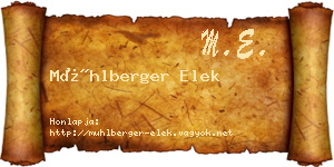 Mühlberger Elek névjegykártya